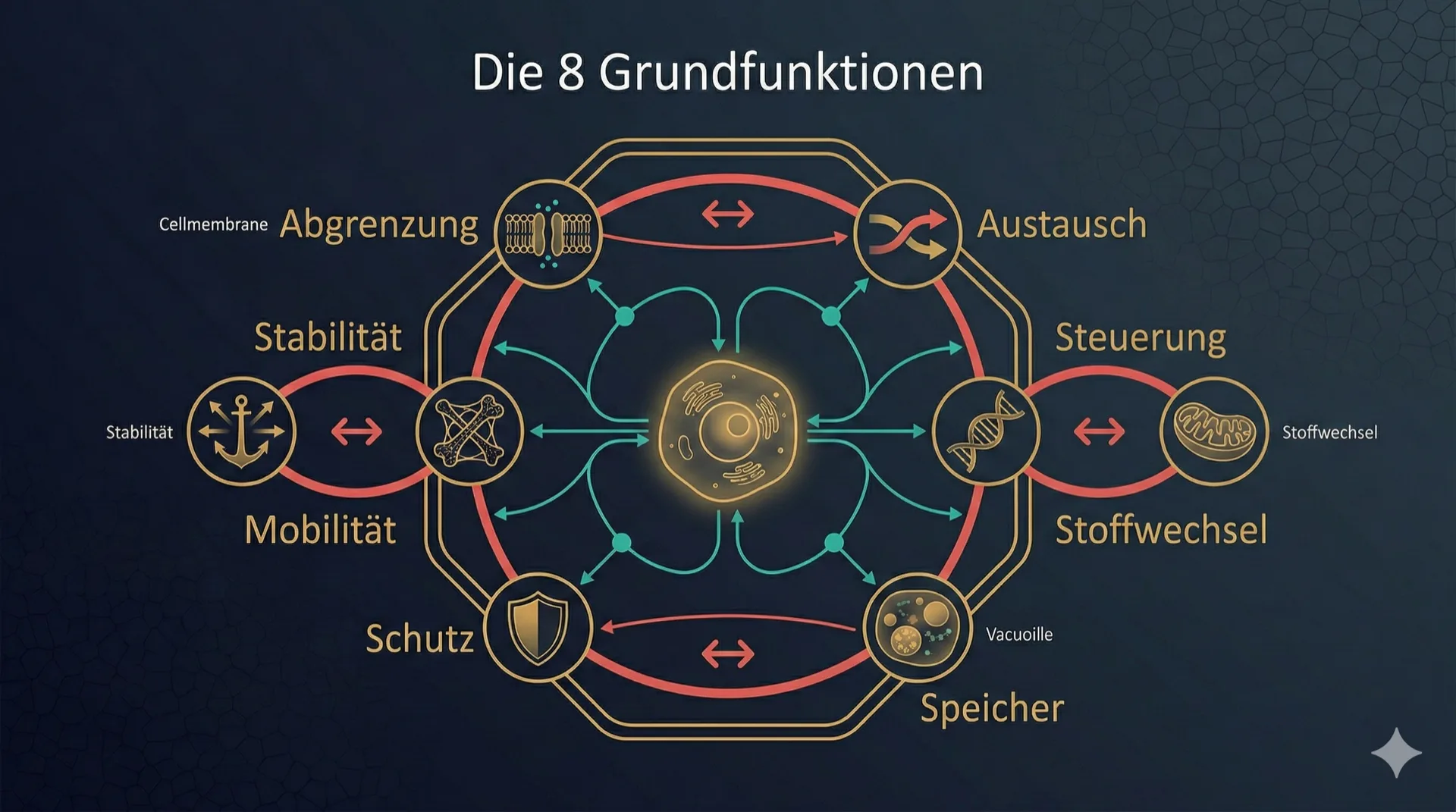 Die 8 Grundfunktionen — entdeckt in einer Zelle